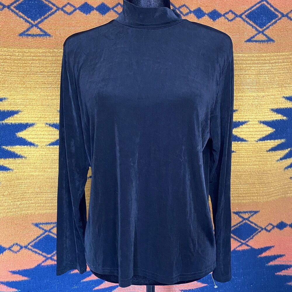 Vintage Tali Black Long Sleeve Mock Turtleneck Top. USA. Rare. Med. Excellent!